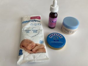 Water wipes, diaper cream, eczema cream & Oval